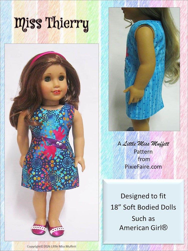 Little Miss Muffett 18 Inch Modern Miss Thierry 18" Doll Clothes Pattern Pixie Faire