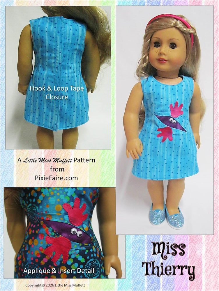 Little Miss Muffett 18 Inch Modern Miss Thierry 18" Doll Clothes Pattern Pixie Faire