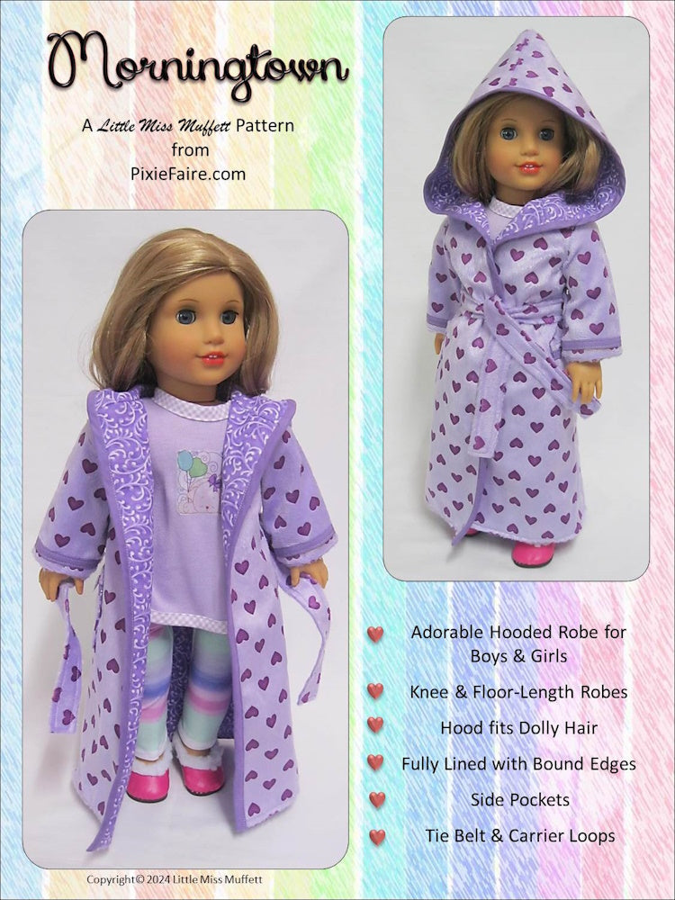 Little Miss Muffett 18 Inch Modern Morningtown 18" Doll Clothes Pattern Pixie Faire