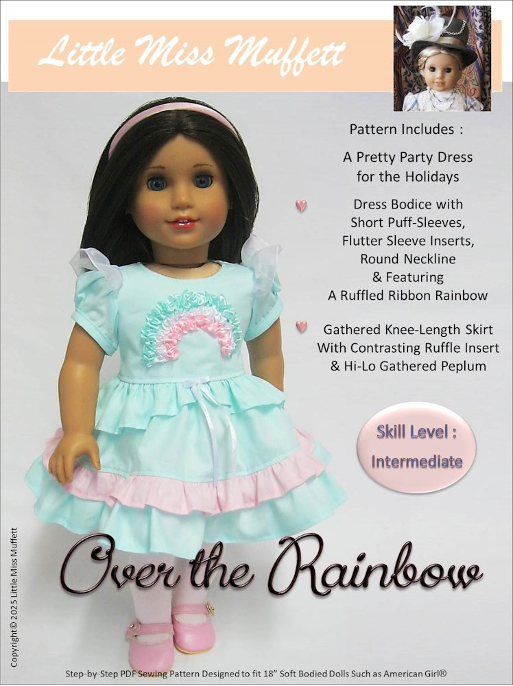 Little Miss Muffett 18 Inch Modern Over The Rainbow 18" Doll Clothes Pattern Pixie Faire