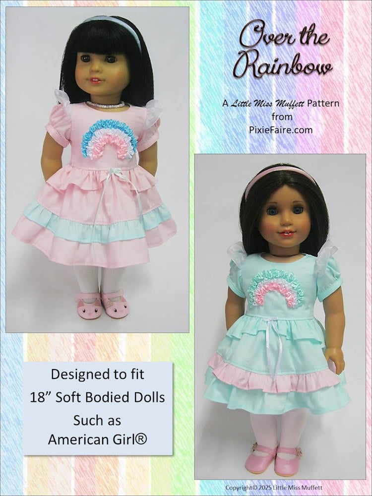 Little Miss Muffett 18 Inch Modern Over The Rainbow 18" Doll Clothes Pattern Pixie Faire