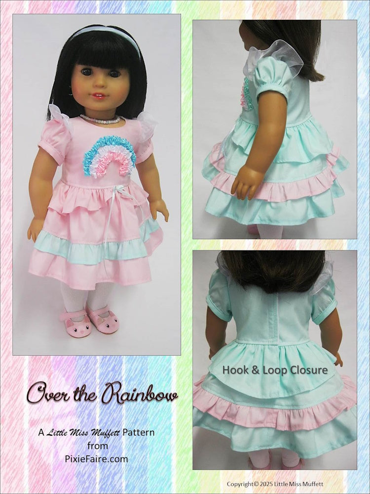Little Miss Muffett 18 Inch Modern Over The Rainbow 18" Doll Clothes Pattern Pixie Faire