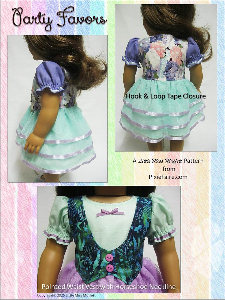 Little Miss Muffett 18 Inch Modern Party Favors 18" Doll Clothes Pattern Pixie Faire