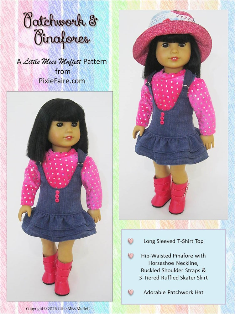 Patchwork & Pinafores 18" Doll Clothes Pattern