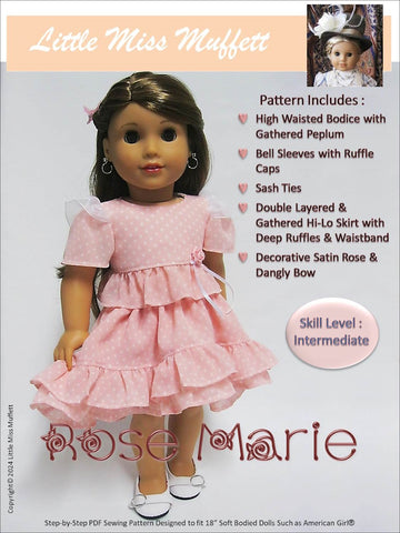 Little Miss Muffett 18 Inch Modern Rose Marie 18" Doll Clothes Pattern Pixie Faire