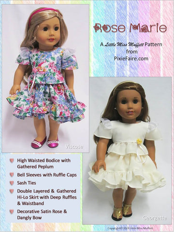Little Miss Muffett 18 Inch Modern Rose Marie 18" Doll Clothes Pattern Pixie Faire