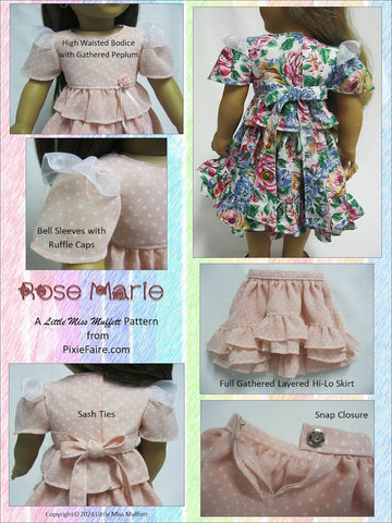 Little Miss Muffett 18 Inch Modern Rose Marie 18" Doll Clothes Pattern Pixie Faire