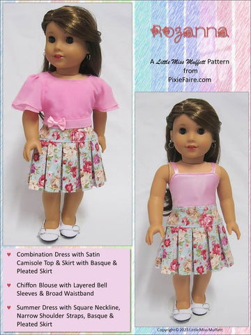 Little Miss Muffett 18 Inch Historical Rozanna 18" Doll Clothes Pattern Pixie Faire