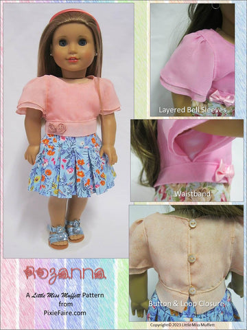 Little Miss Muffett 18 Inch Historical Rozanna 18" Doll Clothes Pattern Pixie Faire