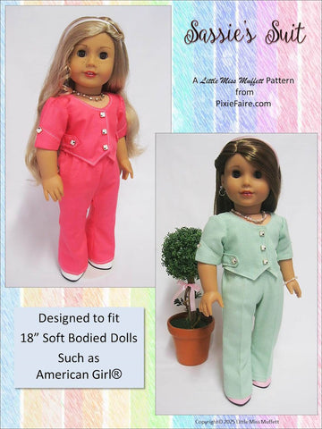 Little Miss Muffett 18 Inch Modern Sassie's Suit 18" Doll Clothes Pattern Pixie Faire