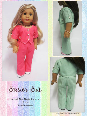 Little Miss Muffett 18 Inch Modern Sassie's Suit 18" Doll Clothes Pattern Pixie Faire