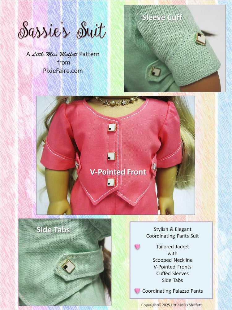 Little Miss Muffett 18 Inch Modern Sassie's Suit 18" Doll Clothes Pattern Pixie Faire