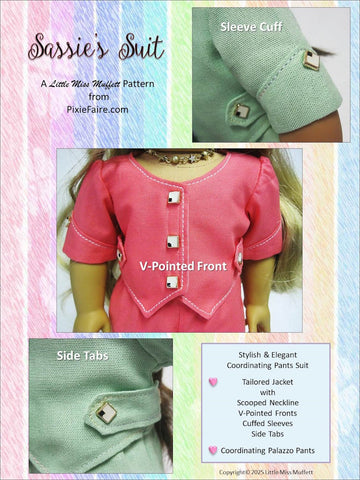 Little Miss Muffett 18 Inch Modern Sassie's Suit 18" Doll Clothes Pattern Pixie Faire