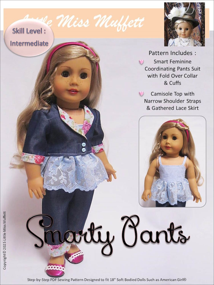 Little Miss Muffett 18 Inch Modern Smarty Pants 18" Doll Clothes Pattern Pixie Faire