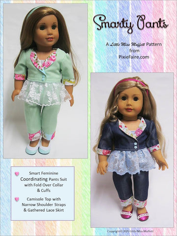 Little Miss Muffett 18 Inch Modern Smarty Pants 18" Doll Clothes Pattern Pixie Faire