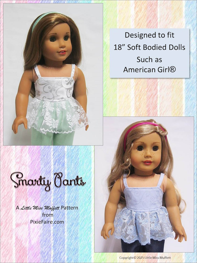 Little Miss Muffett 18 Inch Modern Smarty Pants 18" Doll Clothes Pattern Pixie Faire