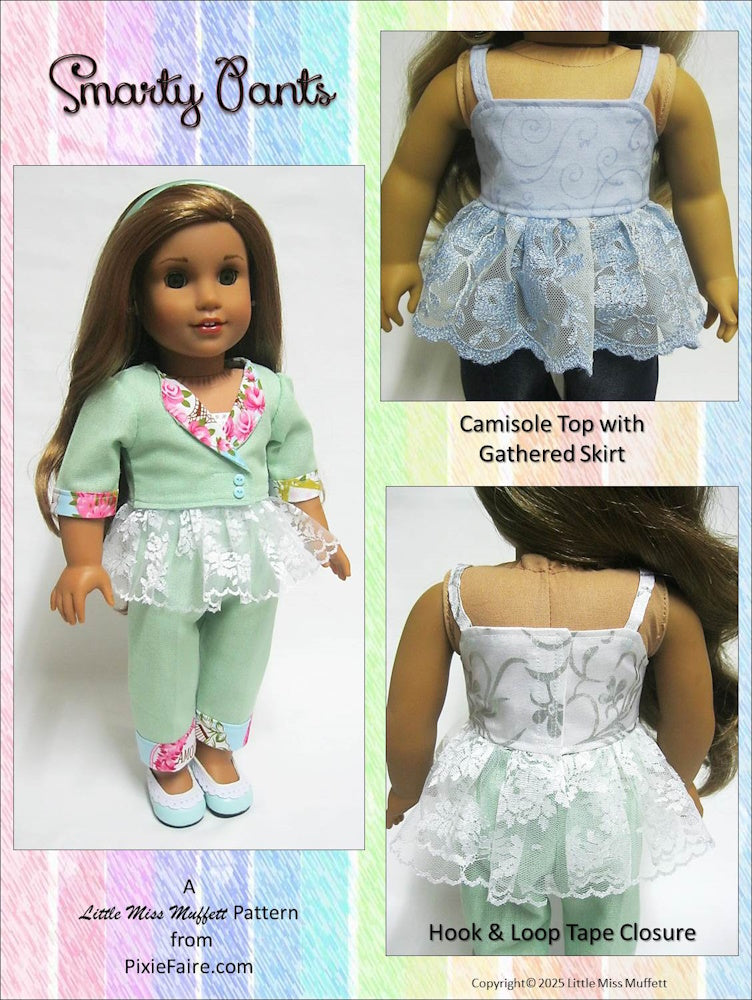 Little Miss Muffett 18 Inch Modern Smarty Pants 18" Doll Clothes Pattern Pixie Faire