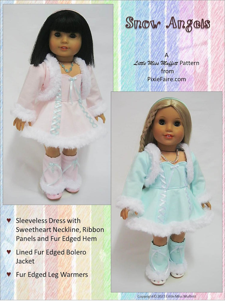 Little Miss Muffett 18 Inch Modern Snow Angels 18" Doll Clothes Pattern Pixie Faire