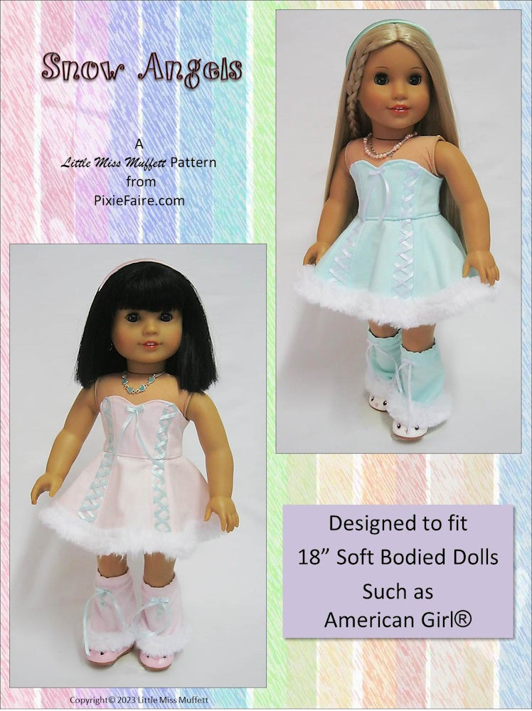 Little Miss Muffett 18 Inch Modern Snow Angels 18" Doll Clothes Pattern Pixie Faire