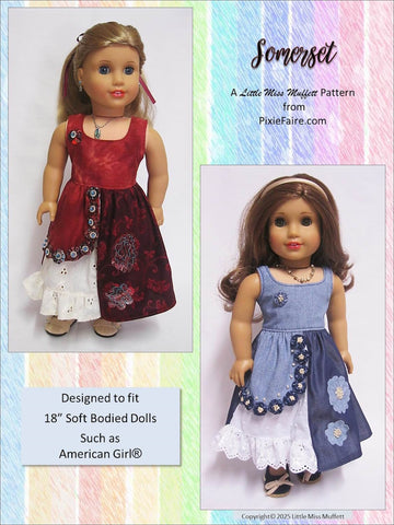 Little Miss Muffett 18 Inch Modern Somerset 18" Doll Clothes Pattern Pixie Faire