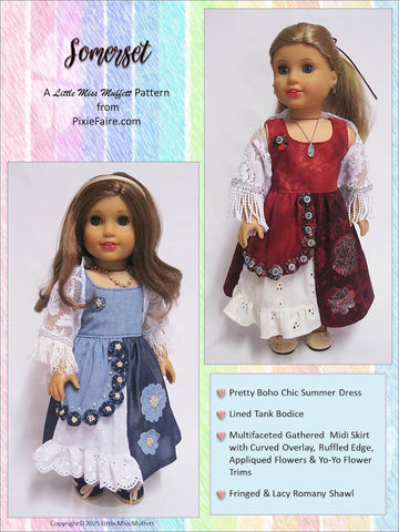 Little Miss Muffett 18 Inch Modern Somerset 18" Doll Clothes Pattern Pixie Faire