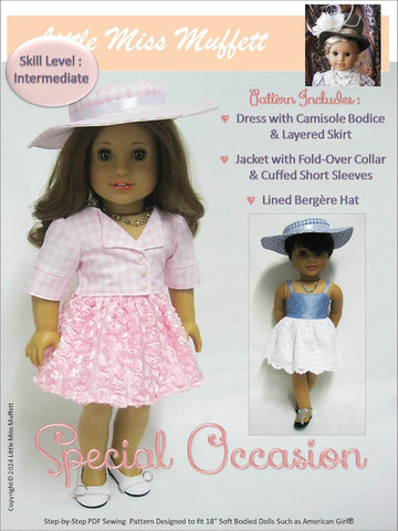 Little Miss Muffett 18 Inch Modern Special Occasion 18" Doll Clothes Pattern Pixie Faire