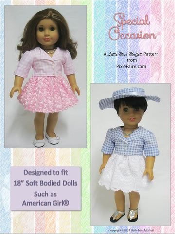 Little Miss Muffett 18 Inch Modern Special Occasion 18" Doll Clothes Pattern Pixie Faire