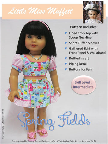 Little Miss Muffett 18 Inch Modern Spring Fields 18" Doll Clothes Pattern Pixie Faire