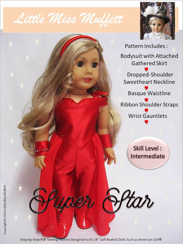 Little Miss Muffett 18 Inch Modern Super Star Pattern 18 Inch Doll Clothes Pattern Pixie Faire