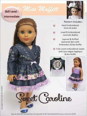 Little Miss Muffett 18 Inch Modern Sweet Caroline 18" Doll Clothes Pattern Pixie Faire