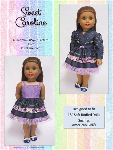 Little Miss Muffett 18 Inch Modern Sweet Caroline 18" Doll Clothes Pattern Pixie Faire