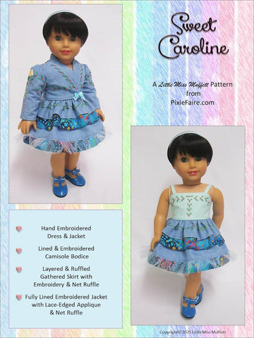 Little Miss Muffett 18 Inch Modern Sweet Caroline 18" Doll Clothes Pattern Pixie Faire