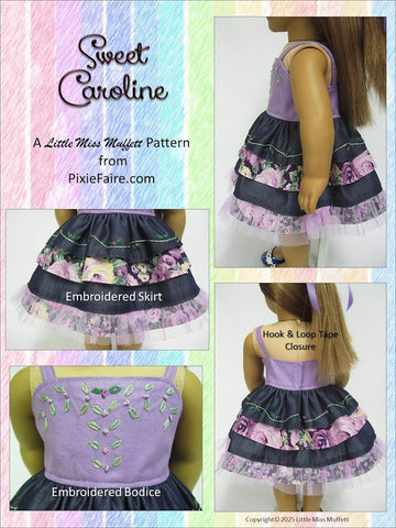 Little Miss Muffett 18 Inch Modern Sweet Caroline 18" Doll Clothes Pattern Pixie Faire