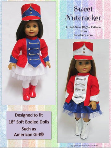 Little Miss Muffett 18 Inch Modern Sweet Nutcracker 18" Doll Clothes Pattern Pixie Faire