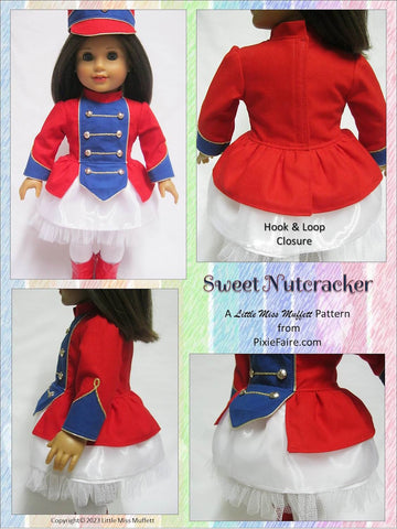 Little Miss Muffett 18 Inch Modern Sweet Nutcracker 18" Doll Clothes Pattern Pixie Faire