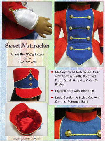 Little Miss Muffett 18 Inch Modern Sweet Nutcracker 18" Doll Clothes Pattern Pixie Faire