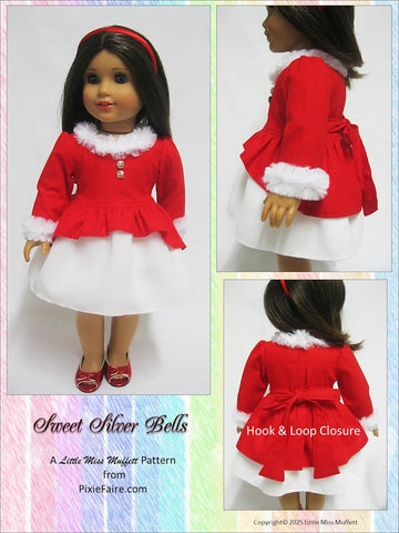 Little Miss Muffett 18 Inch Modern Sweet Silver Bells 18" Doll Clothes Pattern Pixie Faire