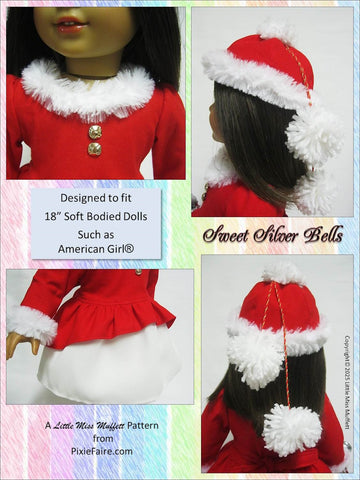 Little Miss Muffett 18 Inch Modern Sweet Silver Bells 18" Doll Clothes Pattern Pixie Faire