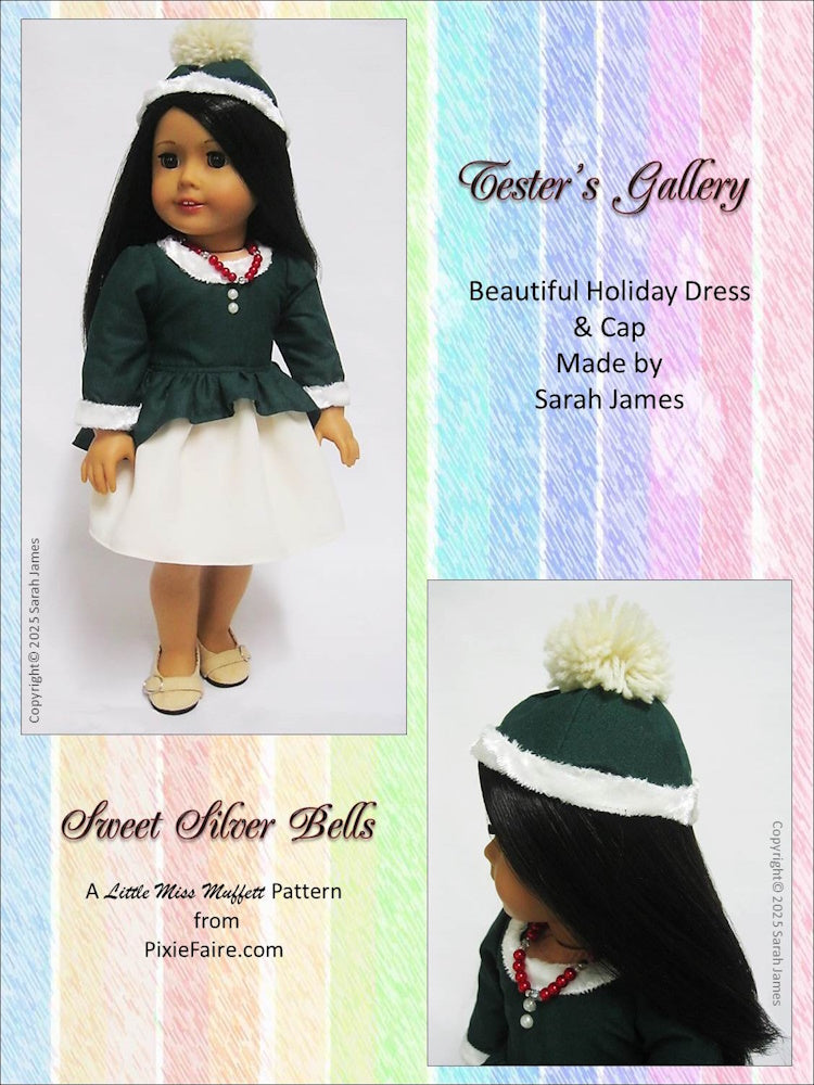 Little Miss Muffett 18 Inch Modern Sweet Silver Bells 18" Doll Clothes Pattern Pixie Faire