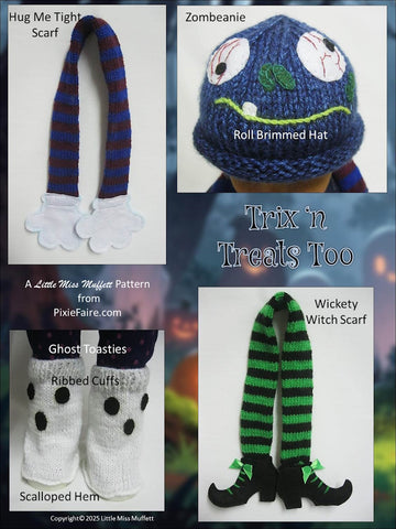 Little Miss Muffett Knitting Trix n Treats Too 18" Doll Clothes Knitting and Sewing Pattern Pixie Faire