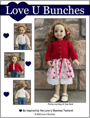 Love U Bunches Knitting Basic Cardigan 13" Doll Clothes Knitting Pattern for Little Darling Dolls Pixie Faire