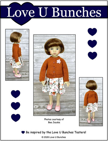 Love U Bunches Knitting Basic Cardigan 13" Doll Clothes Knitting Pattern for Little Darling Dolls Pixie Faire