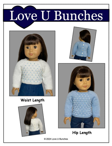 Love U Bunches Knitting Let it Snow! Sweater 18" Doll Clothes Knitting Pattern Pixie Faire