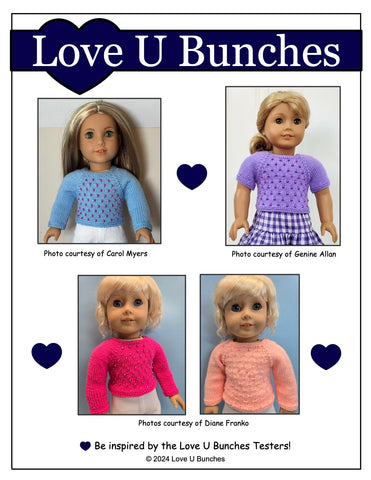 Love U Bunches Knitting Let it Snow! Sweater 18" Doll Clothes Knitting Pattern Pixie Faire