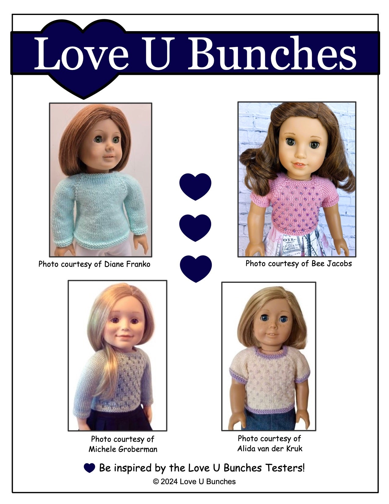 Love U Bunches Knitting Let it Snow! Sweater 18" Doll Clothes Knitting Pattern Pixie Faire