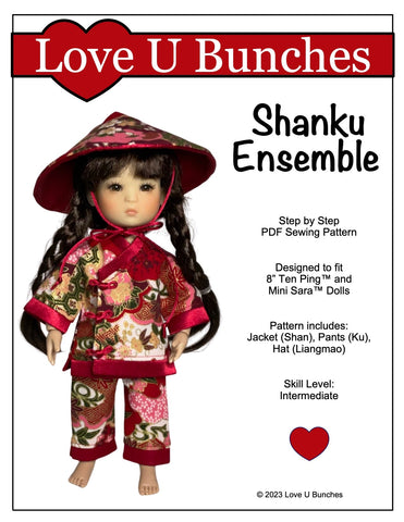 Love U Bunches 8" BJD Shanku Ensemble for 8 Inch BJD such as Ten Ping and Mini Sara Pixie Faire