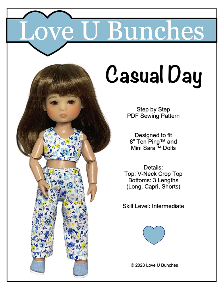 Love U Bunches 8" BJD Casual Day for 8 Inch BJD such as Ten Ping and Mini Sara Pixie Faire