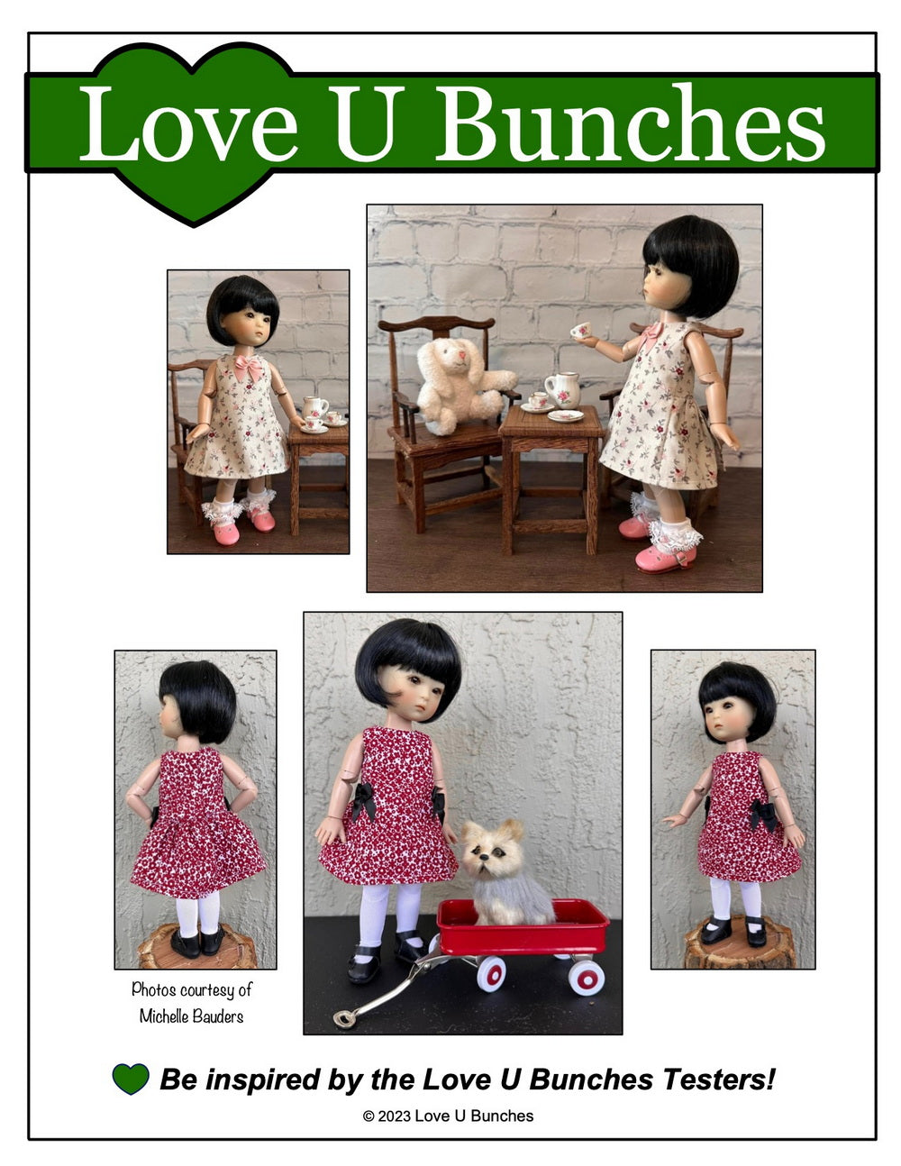Love U Bunches Kidz n Cats Polka Dot Party Dress for 8 inch BJD Dolls such as Ten Ping and Mini Sara Pixie Faire