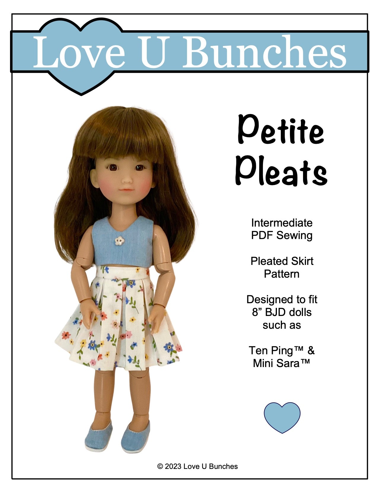 Love U Bunches 8" BJD Petite Pleats for 8 Inch BJD such as Ten Ping and Mini Sara Pixie Faire