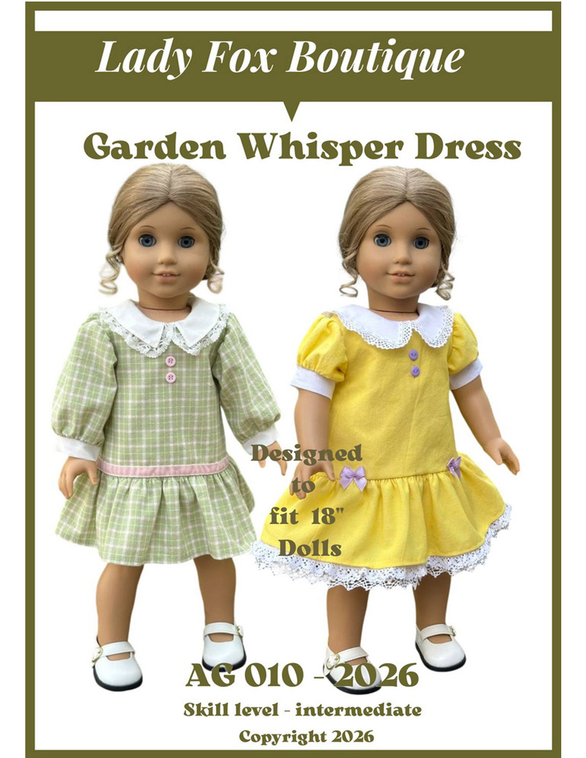 Lady Fox Boutique Ruby Red Fashion Friends Garden Whisper Dress 18 Inch Doll Clothes Pattern Pixie Faire